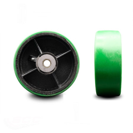 Service Caster SCC-8" Green Poly on Cast Iron Wheel Only w/Roller Bearing-3/4"Bore-2500 lb Cpty SCC-PUR830-GB